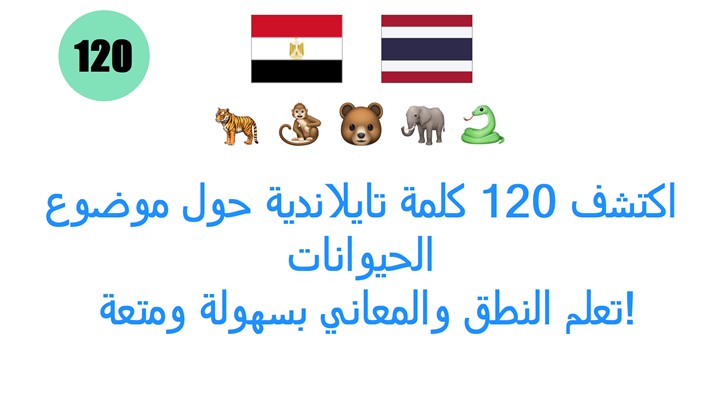 اكتشف 120 كلمة تايلاندية حول موضوع الحيوانات: تعلم النطق والمعاني بسهولة ومتعة!